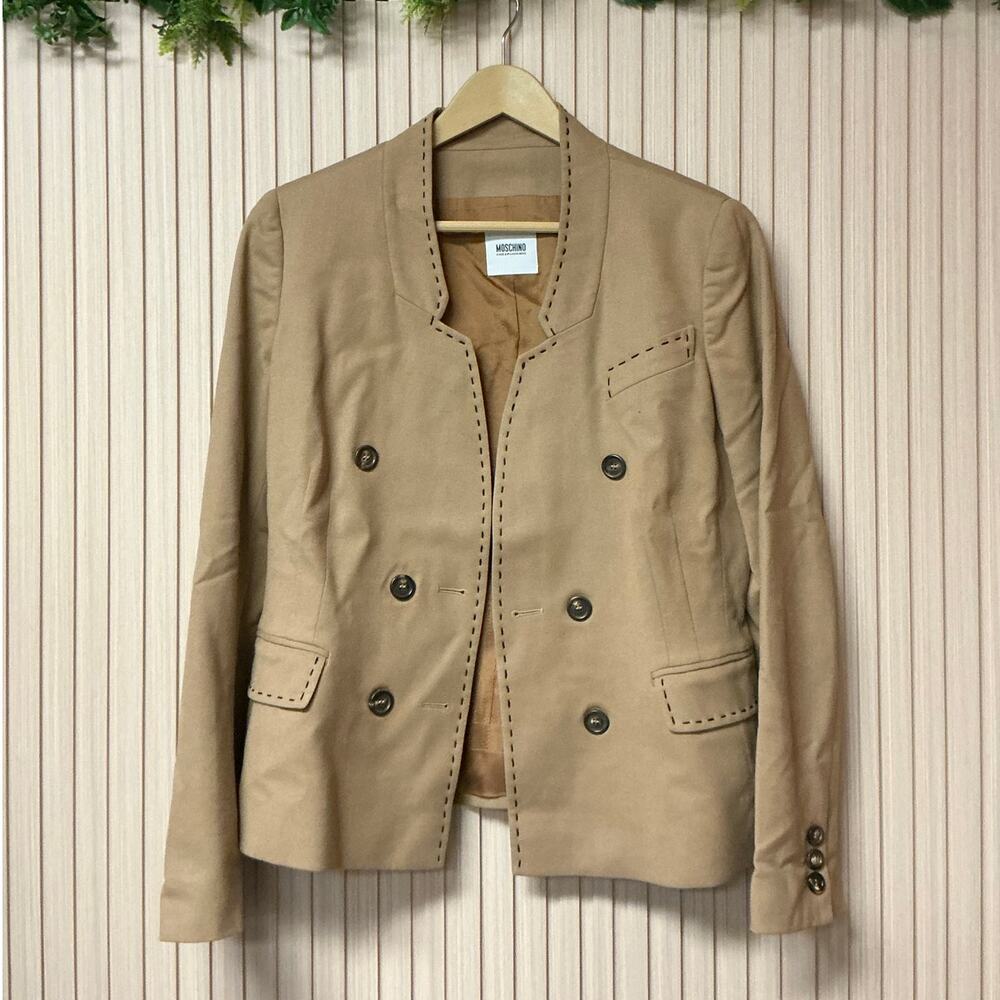 Moschino Cheap and Chic 95% Virgin Wool Peplum Blazer Brown Size 12